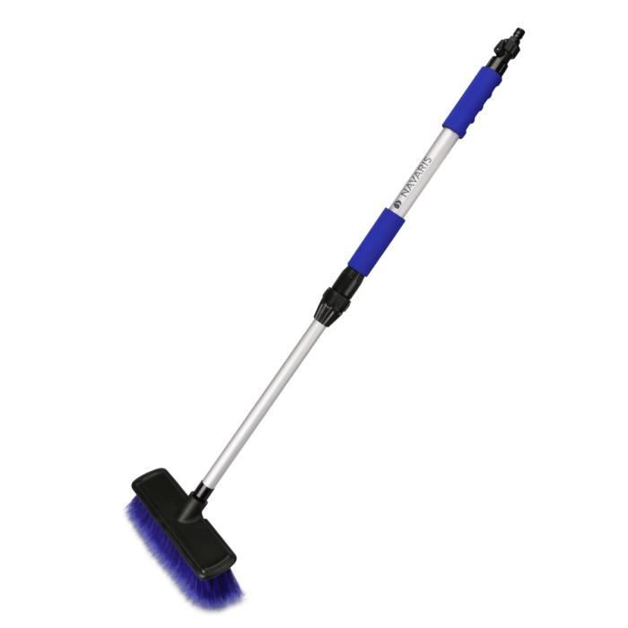 Navaris Balai-Brosse Télescopique pour Voiture - Raccord d'Eau sur Tuyau - Manche 100 cm Rétractable - Anti-rayure - Véhicule Moto