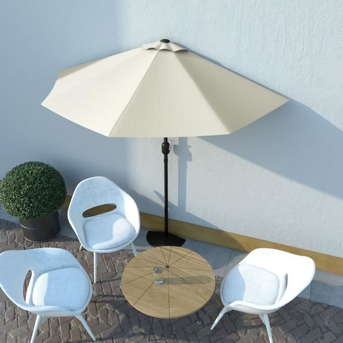 Magnifique-Parasol de Jardin Terrasse Imperméable de balcon avec mat en aluminium Sable 270x135 cm Demi