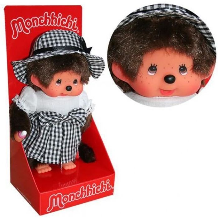 Kiki - Monchhichi - Black & White Girl Doll 20cm poupée