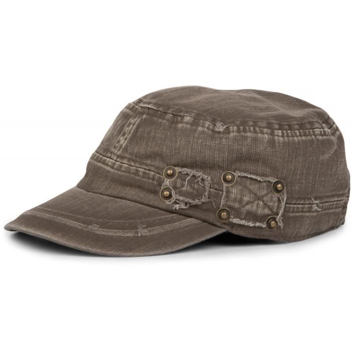 casquette militaire dans lavé, look usé, cru, réglable, unisexe 04023011