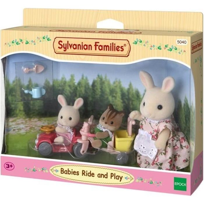 Sylvanian Families Babies Ride and Play 5040 Tricycle & Mini Voiture Bébés, Multicolore, Norme