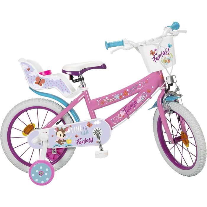 Toimsa Vélo fille Fantasy Walk 16 pouces 25,4 cm Fille Frein à serrer Rose/Blanc