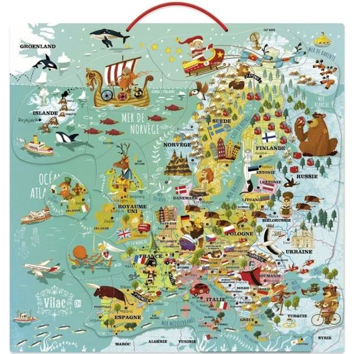 Carte d'Europe magnétique aille Unique Coloris Unique