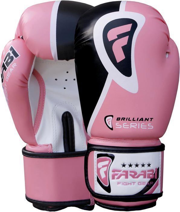 Gants de Boxe - Farabi - Rose - 10 OZ - Simili cuir - Femme