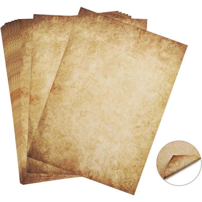 50 Feuilles Papier à Lettres Effet Bois Marron A4 - Papier Vintage Pour Scrapbooking Et Création