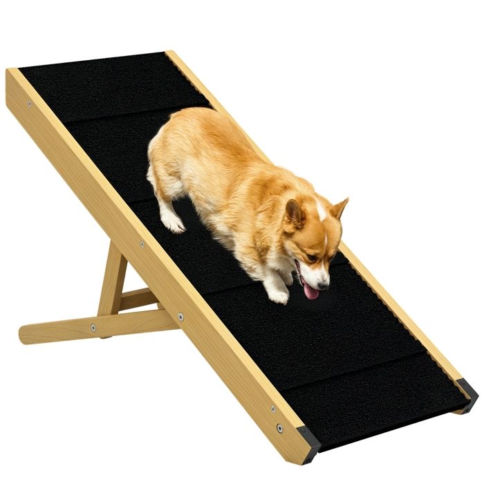 Rampe pliable pour chiens - PawHut - en bois facile à transporter - 4 hauteurs - 83 5 x 35 x 47 5 cm - bois naturel