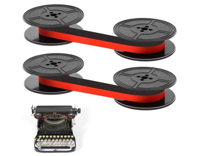 Lot De 2 Rubans Encreurs Pour Machines à écrire - DIN 2103, 53 Mm - Rouge Et Noir - Impression Claire Et Durable