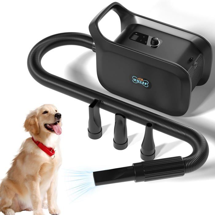 Meilleurs prix pour pulseur pour chien Sèche-cheveux pour animaux 3200W/4.5HP,Low Noise Sèche-cheveux pour chiens,Souffleur pour sécheur,3 buses.(Noir)