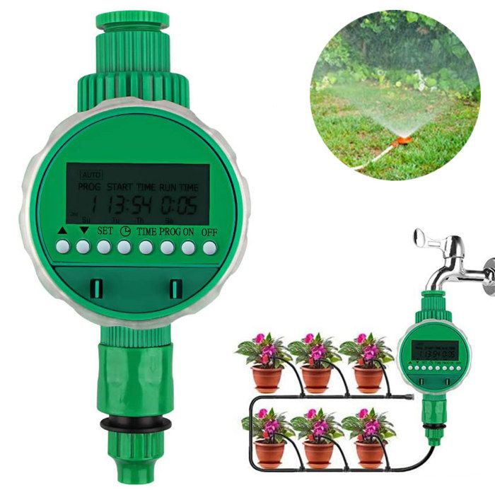 AQXONG Minuterie D'Arrosage Automatique - Minuterie Irrigation Jardin Avec Écran LCD, IPX5, Mode Verrouillage Enfant