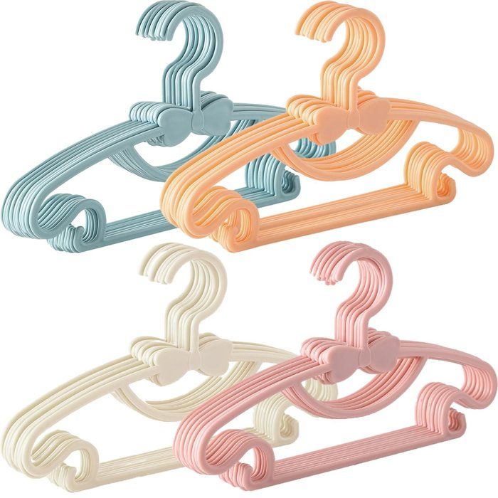 40 Pièces Cintres Enfants en Plastique - Antidérapants avec Crochets pour vêtements Enfants et Bebe - Longueur de 29cm - 4 Coloris