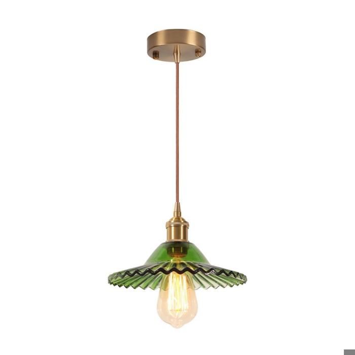 Diday Suspension Luminaire VintageLustre Industriel en Verre Abat-jour Designe Parapluie Style Nordique pour Salon ChambreVert