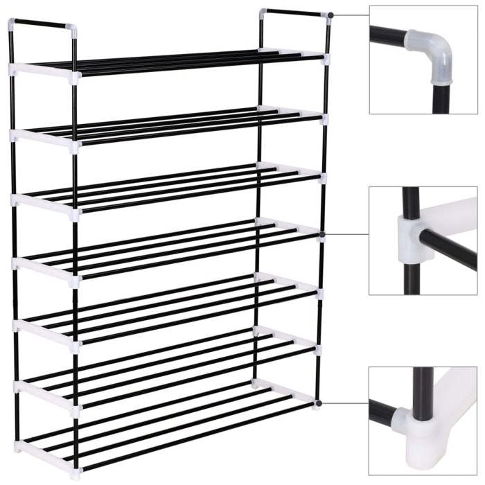 Bon plan Range-chaussures - JILI HOT - Grande Capacité - avec 7 étagères Métal et plastique Noir - pour Entrée/Couloir