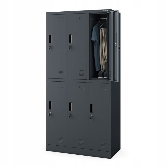 Armoire vestiaire sécurisée 6 casiers anthracite IGOR 1850mm x 900mm x 450mm