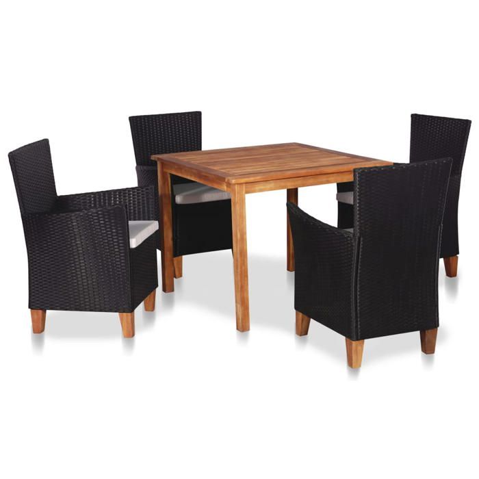 Ensemble à manger extérieur - vidaXL - Résine tressée - Bois massif - Multicolore