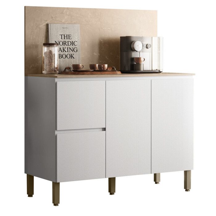 Meuble de Cuisine Bas 3 Portes 2 Tiroirs Blanc et Crédence Marbre L 120 H 91.5 P 53.3 cm - L 120 x l 53.3 x H 91.5 cm Meuble de Cuisine Bas 3 Portes 2 Tiroirs Blanc et Crédence Marbre L 120 H 91.5 P 53.3 cm - L 120 x l 53.3 x H 91.5 cm