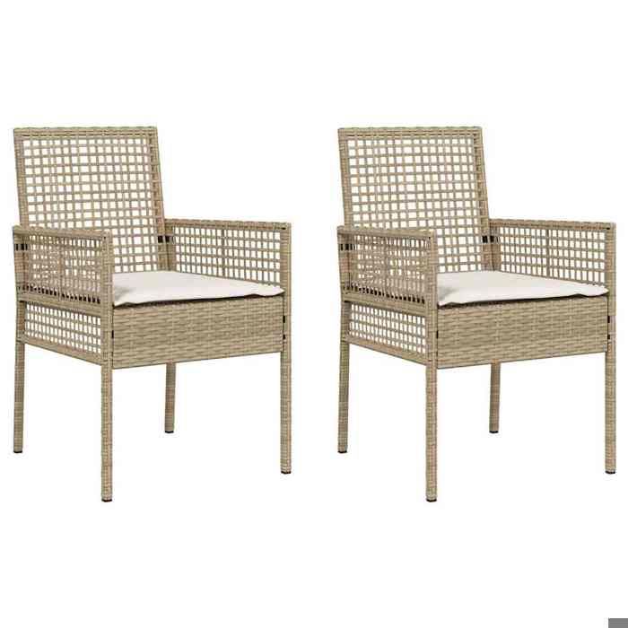 STAR SALE® Chaise de jardin (2 pcs) - ANTI-UV - Beige 55x53x85 cm polyrotin T325