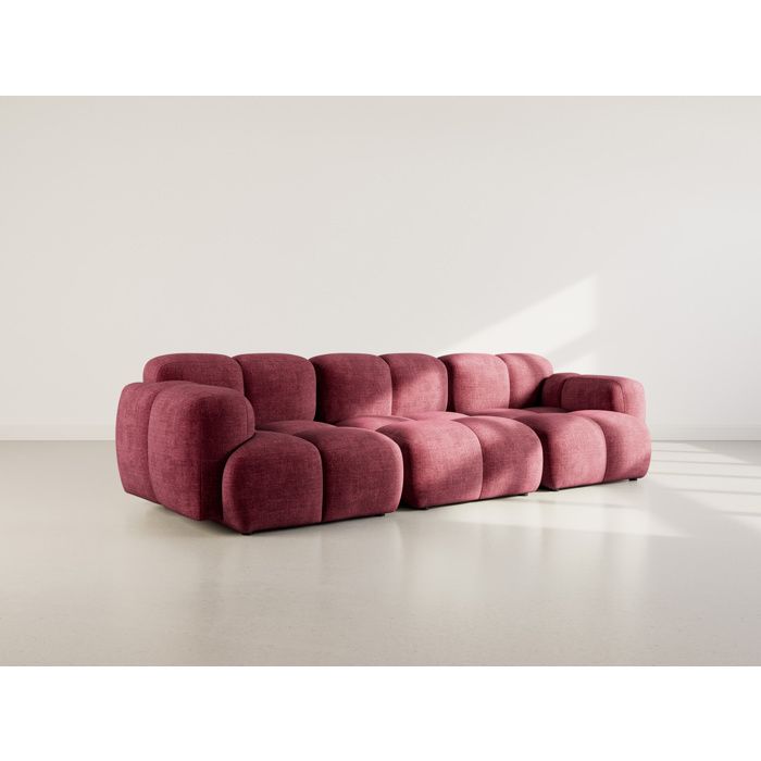 Grace - canapé modulable 3 places en velours texturé - Prune