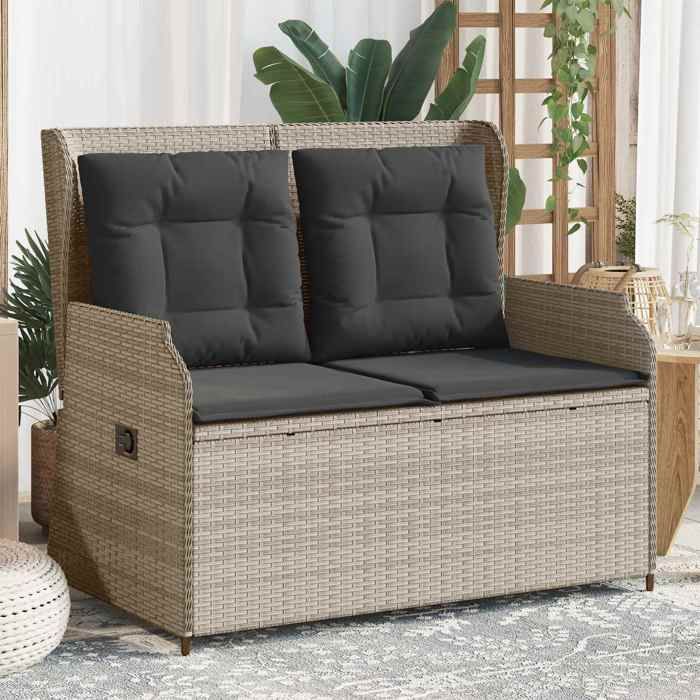 Gris clair Meuble de jardin -  Banc de jardin - 1 pc - Gris clair polyrotin C6447