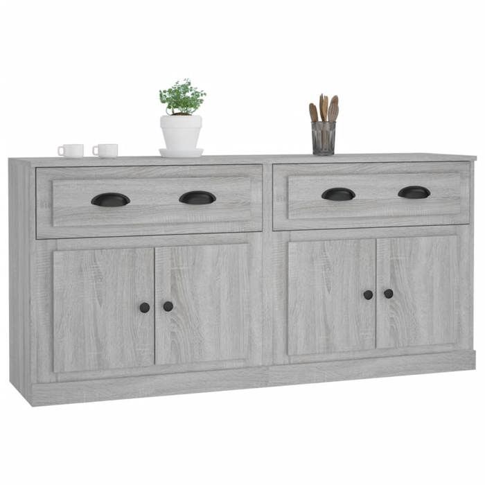 Décoratif - Lot de 2 Buffets basmeuble de rangementCommode， sonoma gris - bois dingénierie con6849935