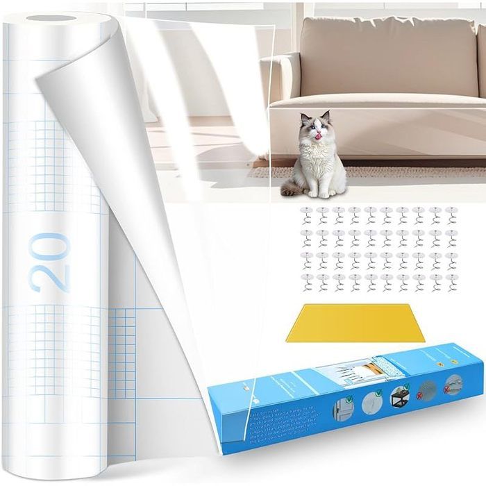 40X500CM Protection Canape Chat Anti Griffe Anti Griffe Chat Canapé Anti Griffe Sticker Transparent Autocollant de