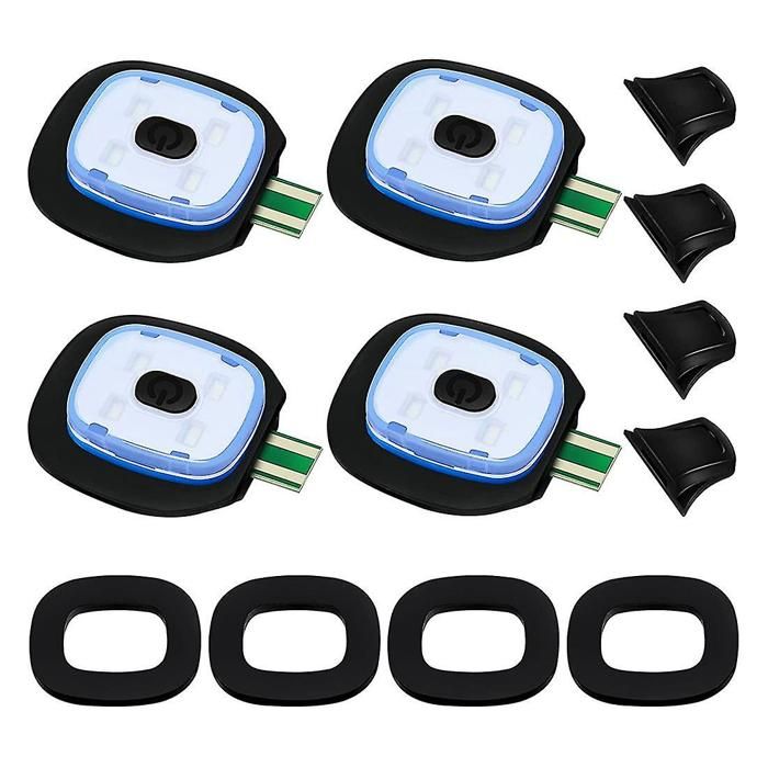 Lampe LED rechargeable USB pour bonnet en maille lot de 4 modes déclairage fort moyen et faible.