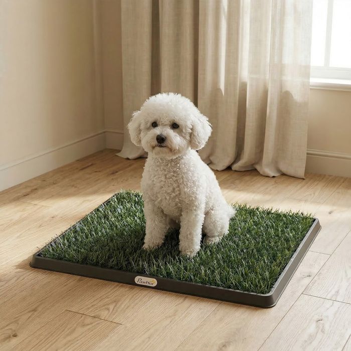 Bac sanitaire pour chien - 63 x 50 5 cm - gazon artificiel - système 3 couches - pour chien moyen