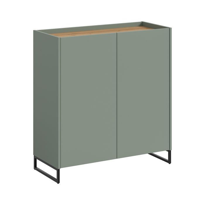 [en.casa] meuble à chaussures Drive 97 x 38 x 90 cm vert sauge et chêne artisan