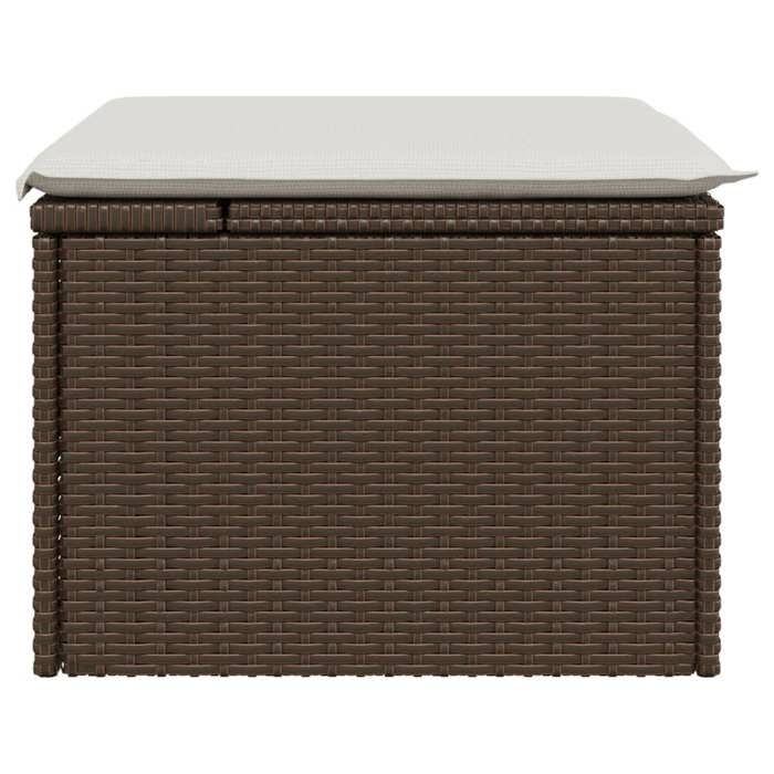 Tabouret de jardin avec coussin brun 55x55x37 cm résine tressée_2 ans garantie_98548