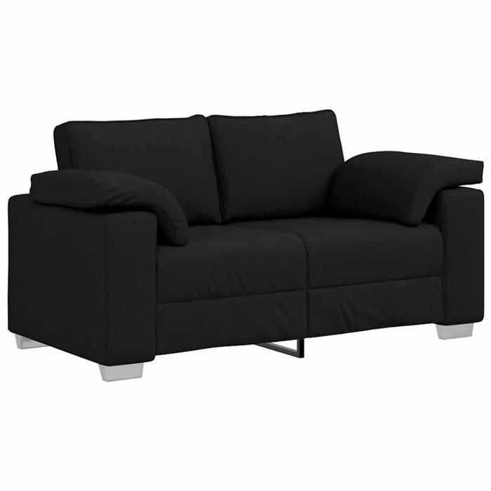 Canapé Deux Places Noir 160 x 77 x 82 cm en Tissu et Mousse et fibre avec accoudoirs et coussins épais pour Salon 959301