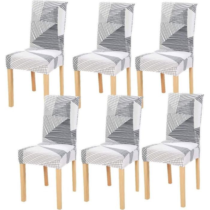 6 Pièces Housses de Chaise de Salle à Manger Couverture de Chaise Extensible Amovible Lavable élastique pour Un Ajustement Univers