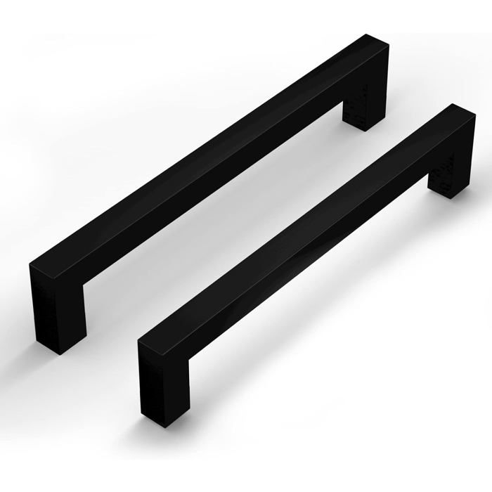 Poignée meuble cuisine lot 2 entraxe 160 mm longueur 172 mm acier inoxydable noir mat fixation 35 mm perçage 12 mm