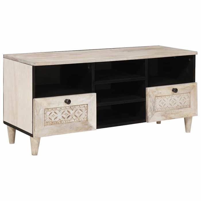 MEUBLE TV SALON Lot de 1 Table tv/HIFI avec tiroir Blanc 100x33x46 cm Bois dingénierie T5942