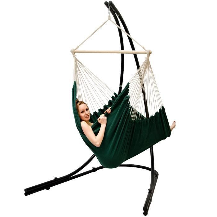 support hamac avec chaise suspendue xxl fauteuil de balancoire 360° vert