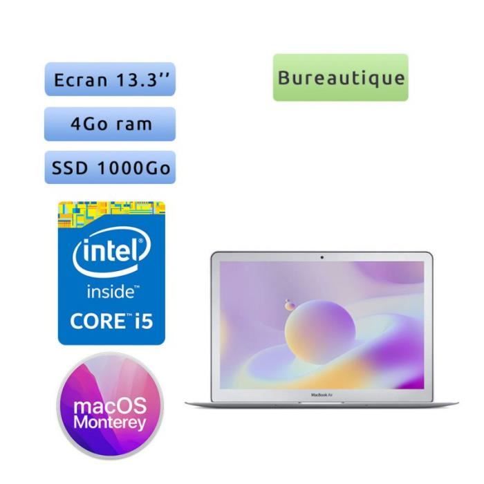 Apple MacBook Air A1466 (EMC 2925) i5 4Go 1To SSD - 13.3 - Ordinateur Portable Apple Aluminium - Apple