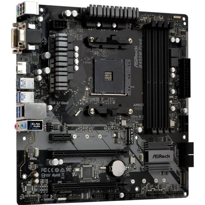 Carte mère ASRock B450M Pro4 AMD B450 – Sockel AM4 0000000