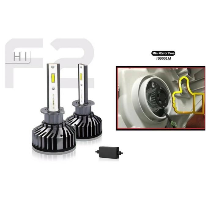 H1 72W 10000LM Ampoules à LED Full Can Bus Mini Ampoules 12V-24V pour Phares