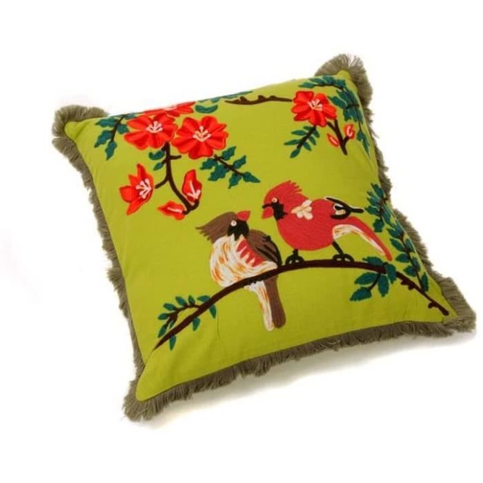 Lot de 2 coussins en coton beige et rouge à rayures 45 x 45 cm EUPHORBIA