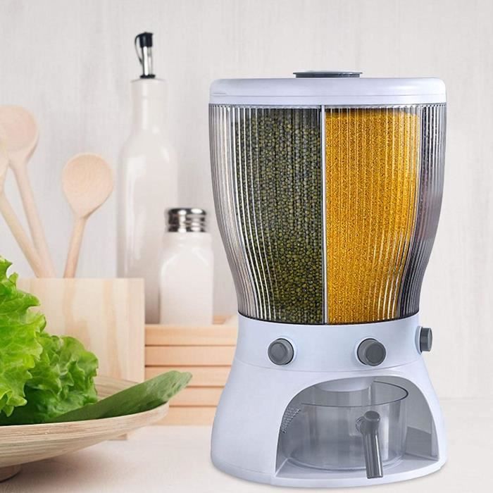 Distributeur De Riz 10 Kg Avec Tasse Doseuse - Récipient étanche Anti-humidité, Fenêtre Visible - Gris Clair (CGTQROVR)