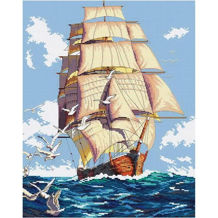 Kit Point De Croix Geisha Japonaise - Toile Imprimée 11CT, 40x50 Cm, Fil Et Aiguilles Inclus - 9