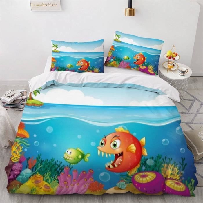 Poisson De Dessin Animé Housse De Couette 200×200 Garçons Fille 3D