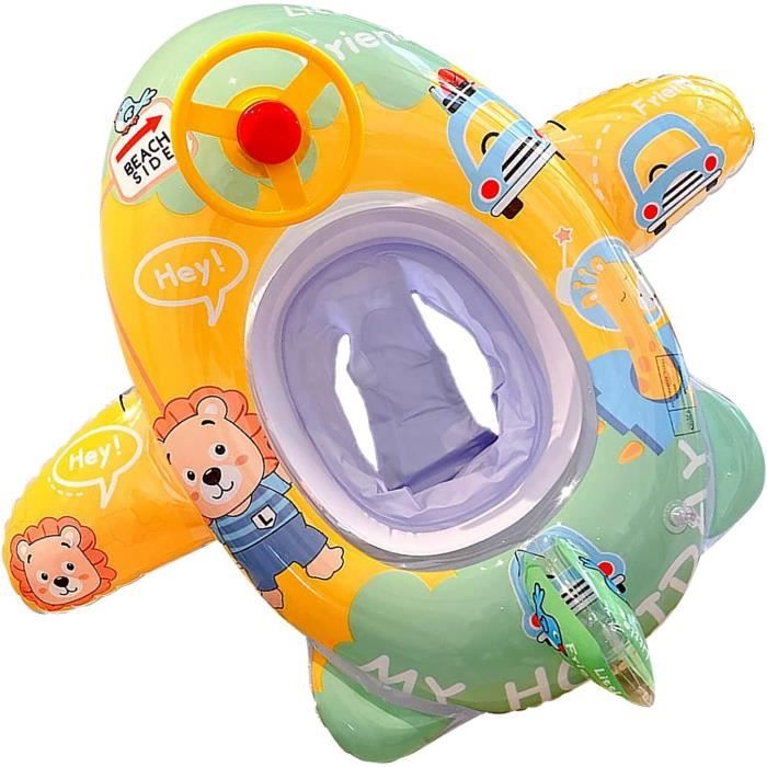Bouée de natation gonflable pour enfant - Mignon - Siège de natation pour bébé - Avec corne et poignées - Jouet de piscine pour filles et garçons de 1 à 5 ans