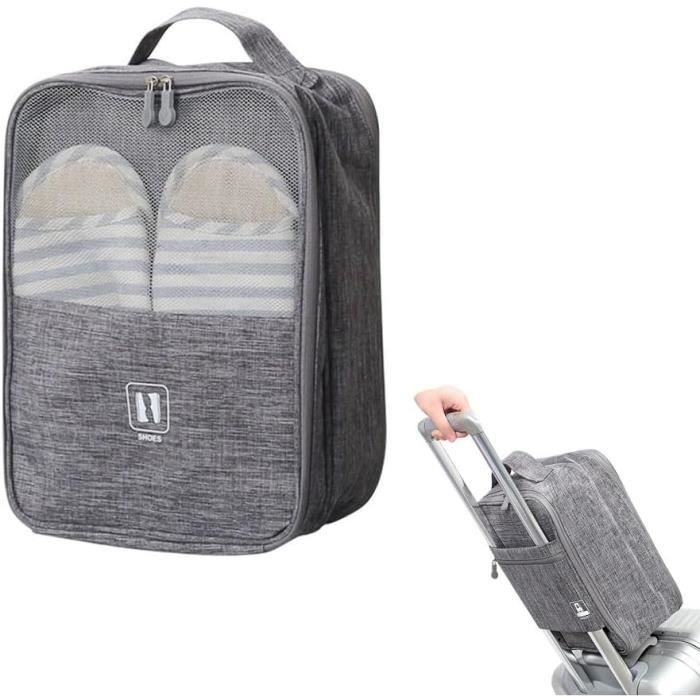 Cube De Rangement Chaussures De Voyage – Tissu T400, 24x15x34 Cm, Anti-poussière, Poignée, Rose/Blanc/Gris Clair