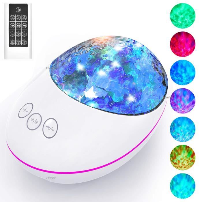 Projecteur De Lumière à Vagues D'eau Rotatif - Rechargeable USB, Contrôle Tactile, 3 Couleurs/RGB - Pour Ambiance Détente