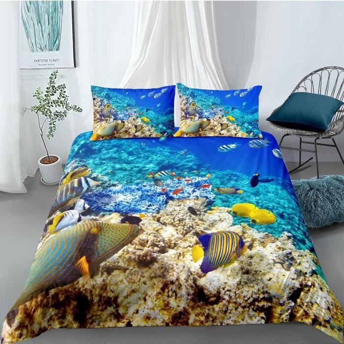 Bedding Housse De Couette Avec Taies D'Oreiller 240X220 Cm Poisson