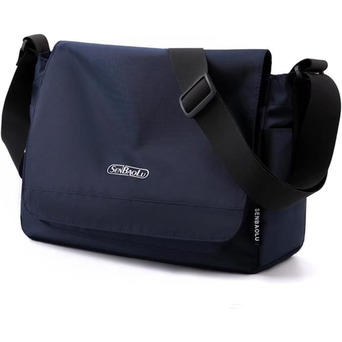 Sacoche vintage en toile pour homme et femme, sac de voyage à bandoulière pour ordinateur portable de 13,5 (bleu