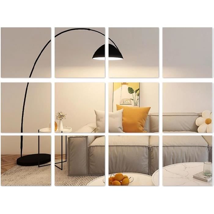 Carreaux Miroir Autocollants Acrylique - Lot De 4, 30x30 Cm, Adhésif Fort, Sécurité Anti-casse, Déco Murale