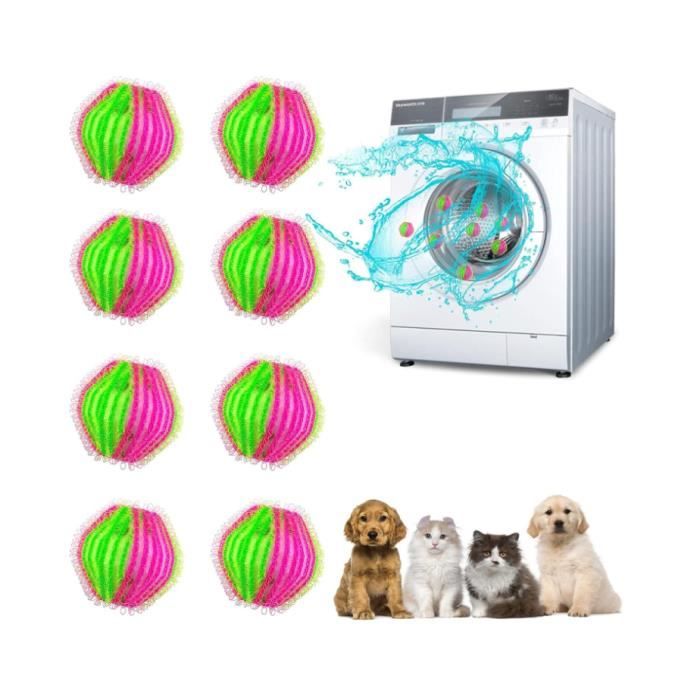 Boule Anti Poil Machine à Laver 8 Pièces - Attrape Poils Réutilisables Bleu