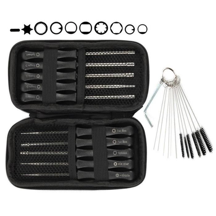 Tournevis spécialisé - Outil de réglage de carburateur - Kit de nettoyage inclus - Noir