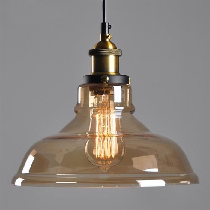 Vintage Pendentif Plafonnier Retro Industrial Glass Ceiling Lamp Oak Leaf lampe industrielle en verre gris  abat-jour rétro E27 Lampe luminaire