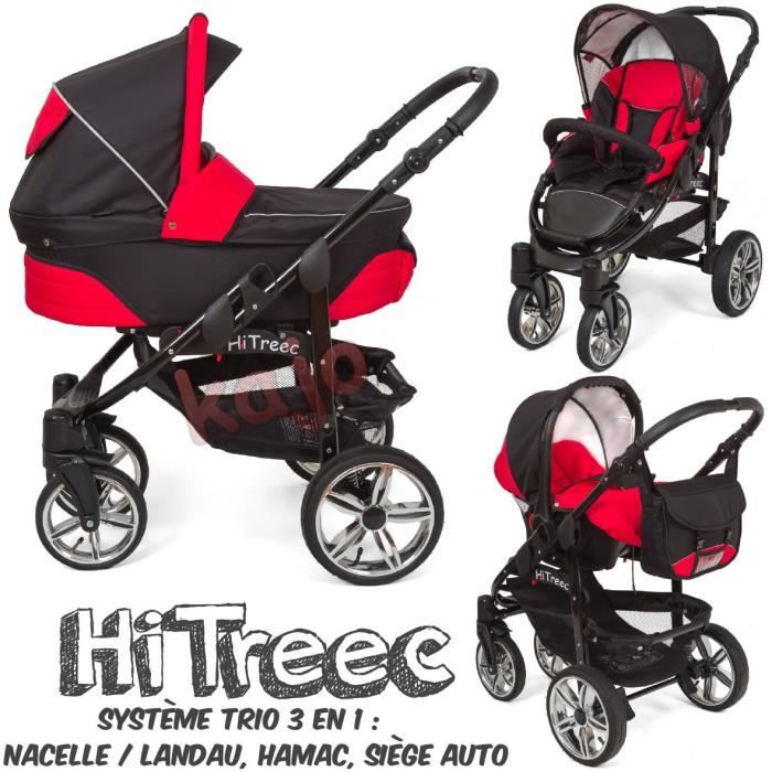 poussette trio rouge et noir
